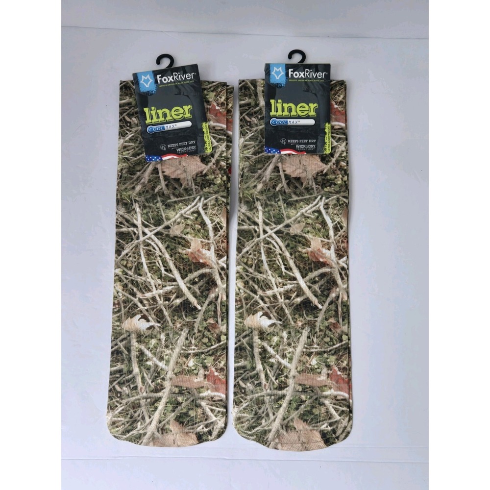 Fox River Liner socks size M Cool Max Mens New 2 pairs Camo Men 6-8.5 W 7-9.5
